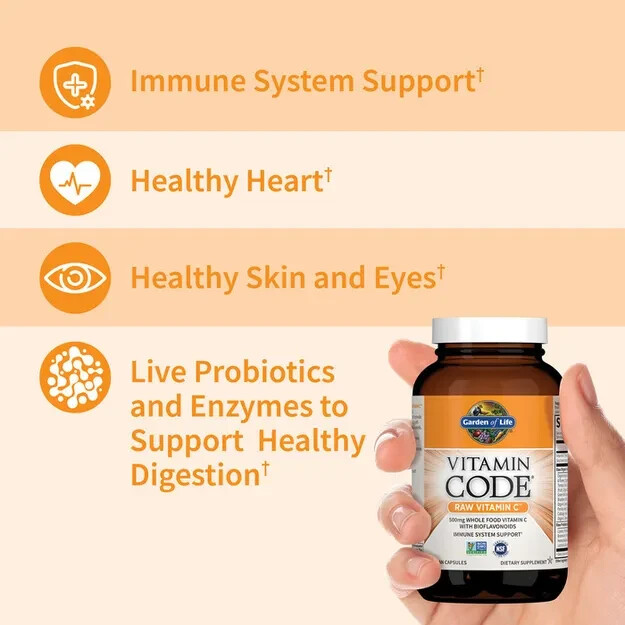 Garden of Life Vitamin Code Raw Vitamin C 500mg with Bioflavonoids 120