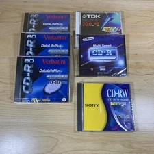 Verbatim Samsung TDK 700 MB/80 Min Blank CD-R Sony 650 MB Lot (6) Sealed