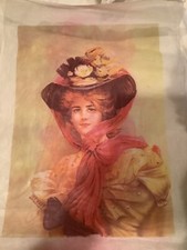 VINTAGE NEW - Lady with Bonnet - NEEDLEPOINT CANVAS L 27 " x W 19"