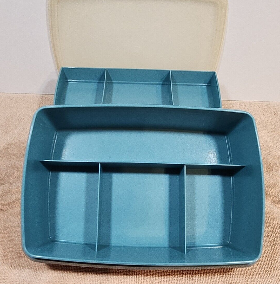 Tupperware Organizer 767-2 Blue TupperCraft Rectangular Container