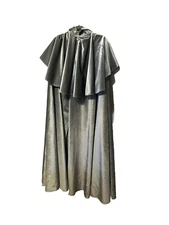 Authentic Venetian Bauta Cape (Tabarro) - Elegant Light Silver Velvet