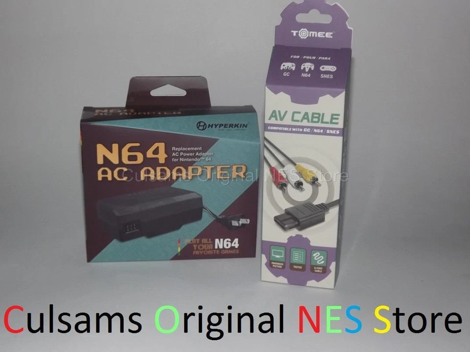 AC Power Adapter & AV Cables Audio Video Cord for Nintendo 64 N64 System Console - Image 3 of 4