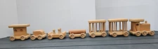 vintage wooden train set with 7 cars - MINT CONDITION ! SO MUCH FUN!
