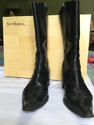 Bottes en cuir - noires - taille 38 - SAN MARINA - Photo 1/4
