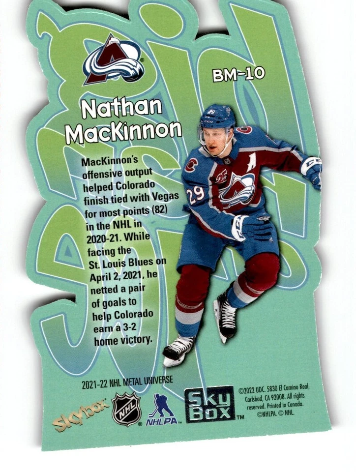 2021-22 Skybox Metal Universe Big Man on Ice Nathan MacKinnon #BM-10 Colorado - Image 2 of 2