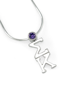 Sigma Kappa sterling silver lavaliere pendant w/ Swarvoski LAVENDER crystal