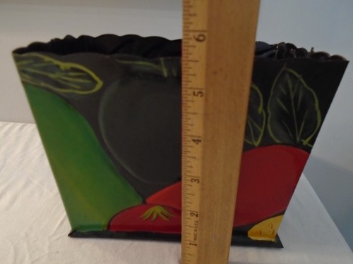 HOSLEY 1993 Tin Sculpture India Veggie Fruit Napkin Letter Envelope Holder Box - Picture 8 of 8
