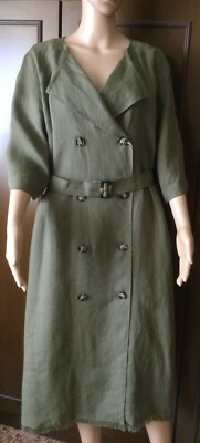 Leinenkleid MARINA SPORT Woman khaki Farbe IT 56 DE 50 US 20 GB 24 Leinenkleid