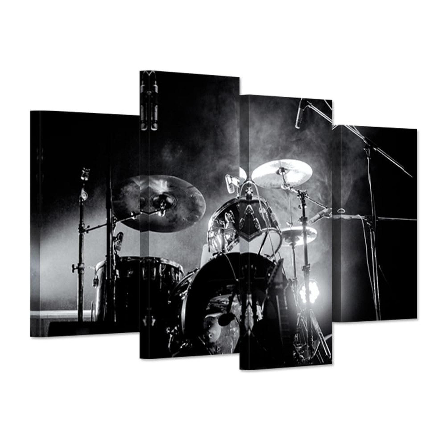 iHAPPYWALL 4 Piece Music Series Wall Art Rock Band Shelf Drum Set With Lights...