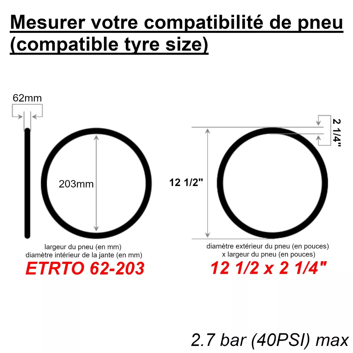 CHAMBRE A AIR 12'' SECTION 1,4 à 1,9 VALVE SCHRADER COUDÉE