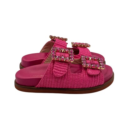 Lorenzo Mari Rafia Sandals and Fuchsia Calfskin Insole art. Primula 03