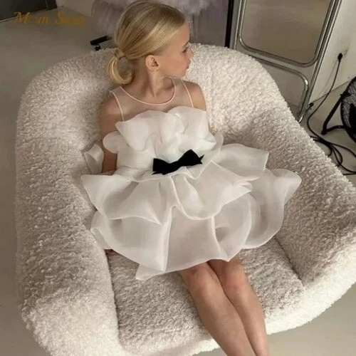 VETEMENTS Abito tutù smanicato principessa bambina increspato matrimonio festa compleanno bimba vestiti