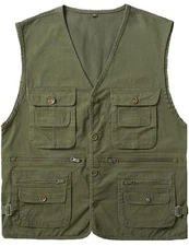 Mens FISHING, HUNTING Gardening Gear Vest GEAR XL Camo Green Tactical TBLC
