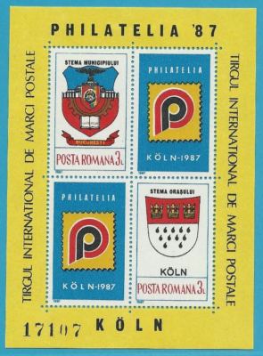 Prophila Briefmarken-Set: Rumänien Block237, 1987 Briefmarkenmesse PHILATELIA – Postfrisch, Komplett