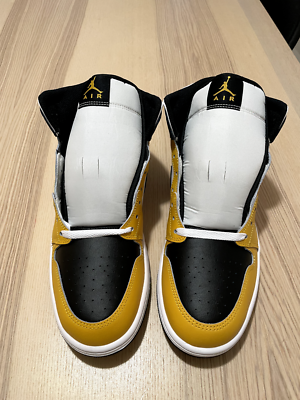 NEW Nike Air Jordan 1 Mid Shoes Black Yellow Ochre DQ8426-701