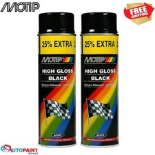 2 x Motip High Gloss Black Acrylic Lacquer Car Spray Paint Coating Metal 500ml