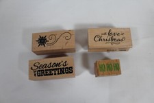 Christmas Stamps Assorted Lot of 4 Wood Mount Rubber Stamps