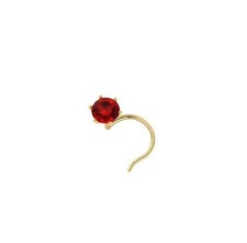 Tiny Indian traditional CZ Nose Pin Solid 14k Yellow Gold for beauty 2 mm
