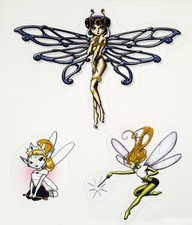 3 DRAGONFLY FAIRY QUEEN VINYL STICKER/DECAL SET Waterproof Indoor/Outdoor