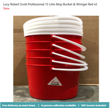 Lucy  Professional 15 Litre Mop Bucket Red x5 L1405291