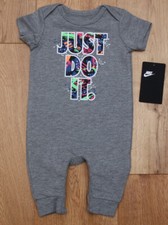 Nike Baby Boy Short Sleeve Coverall  Gray  Just Do It 