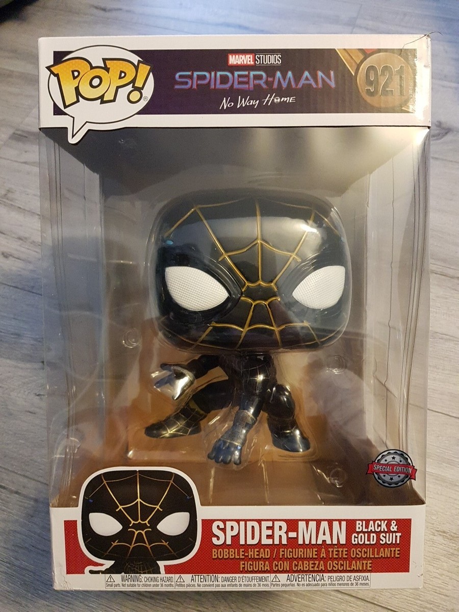Funko Pop! Jumbo Marvel NHW Spider-Man Black and Gold Suit | eBay UK