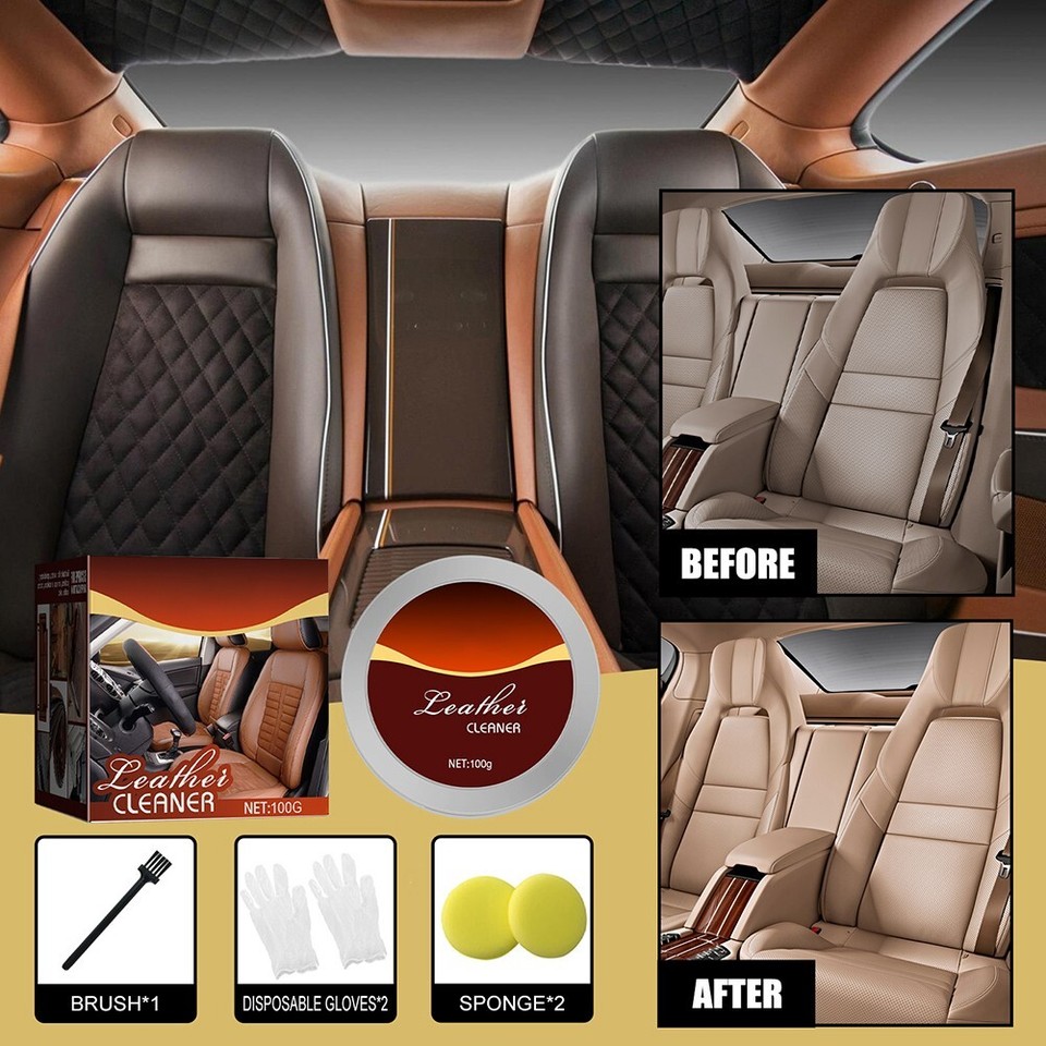 CAR Leather Cleaner Renew Cleaning Kit Stain Removal Perfect