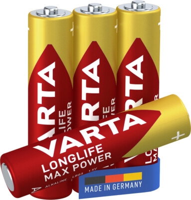 VARTA LONGLIFE Max Power AAA Batterie, Blister 4, LR03, Ministilo, BRANDNEU