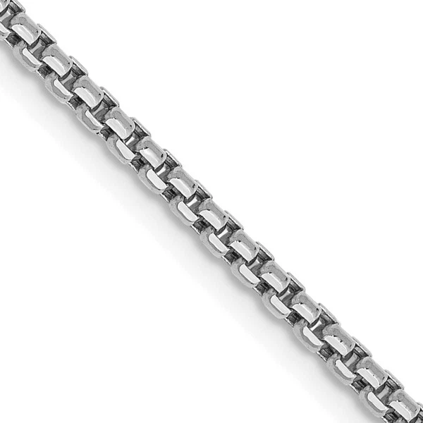 14K White Gold 22 inch 1.75mm Round Box Chain Necklace