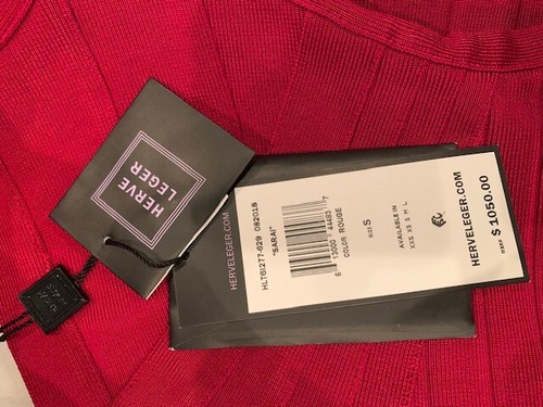 HERVE LEGER Sarai Dress, Rouge, S, NWT - Picture 2 of 6