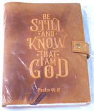 Leather Journal Psalm 46:10 Christian Bible Verse Embossed Refillable Notebook