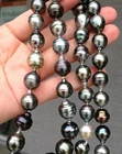 Charming 18"11-15mm natural south sea Tahitian genuine black drop pearl necklace