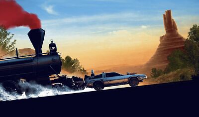 Anime train time machine delorean car movies back to the Play Gaming Mat Desk