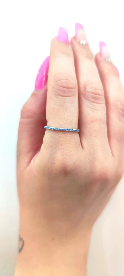 Anello Veretta Girodito Acquamarina in argento 925 rodiato - Rainbow Collection - Immagine 3 di 4