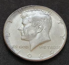 1964 Kennedy Half Dollar • 90% Silver • Circulated Example • X55