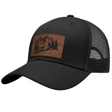Leather Patch Trucker Hat-Adjustable Baseball Caps,Snap Back Trucker Cap Gift...