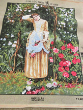 Printed Needlepoint Canvas Only 50x60 Cm Collection D Art Victorian Girl Garden