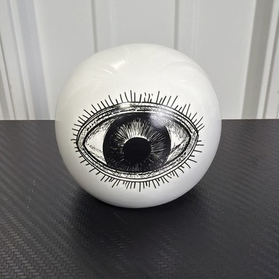 #ad #ad Unusual Ceramic White Blue Eyeball 3” Round Art Object Tabletop Shelf Decor $21.99