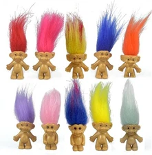 10PCS Mini Troll Dolls, PVC Vintage Trolls Lucky Doll Mini Action Figures 1.2" C