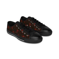 Gothic Skull Canvas Shoes Black white Low Top Sneakers  Punk Street Casual