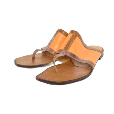 Hermes Starmark Thong Sandals Brown Orange Women's Size EU37/US6.5