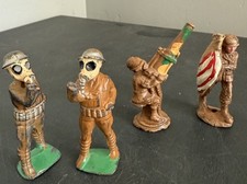 1930-40s 2 Manoil Lead  2 Plywood Plastics Dimestore Toy Soldier WWI