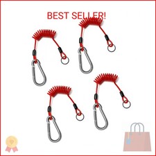 QWORK Breakaway Trailer Cable, 4 Pack 4 Ft Brake Safety Cable Spring Towing Coil