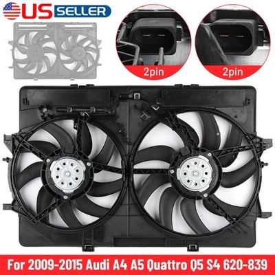 Engine Dual Radiator Condenser Cooling Fan For 2009-15 Audi A4 A5 Q5 S4 Quattro