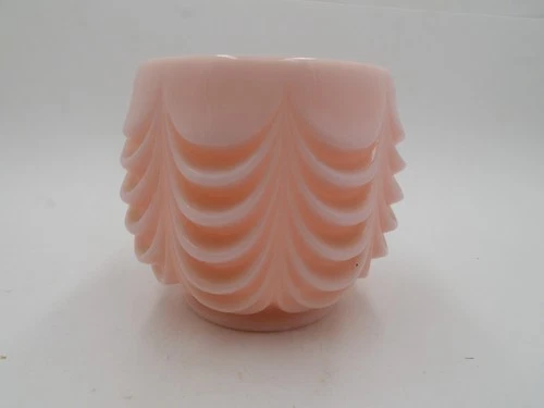 VINTAGE FOSTORIA PINK MILK GLASS HEAVY SWAG ROSE DRAPE LINCOLN VASE ROUND BOWL