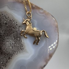 14K Yellow Gold Unicorn Horse Pendant