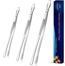 3 Pcs Extra Long Kitchen Tweezers Heavy Duty Stainless Steel Cooking Tweezers...