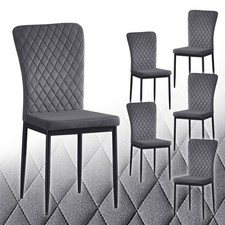 Image of Set of 4/6 Dining Chairs Padded Seat High back Metal Legs Home Furniture Kitchen
