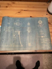 Vintage Blue Print Poster - Jack Screw Assembly  14 7/8” X 21 7/8”