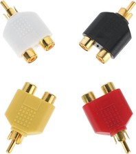 4x 1-Male to 2-Female Cable Adapter RCA Y Splitter AV Audio Video Plug Converter
